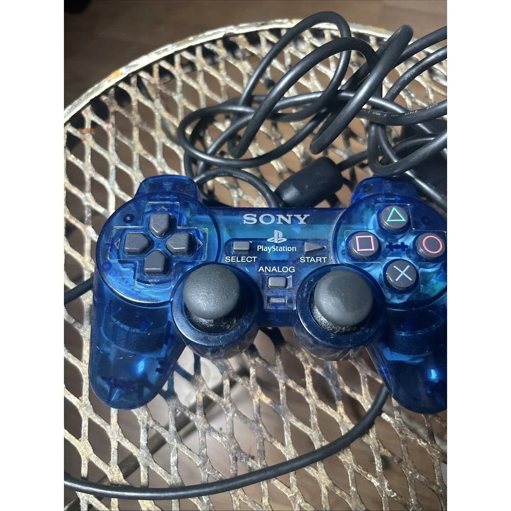 Sony PlayStation 2 PS2 Ocean Blue Clear Controller DualShock OEM SCPH-10010